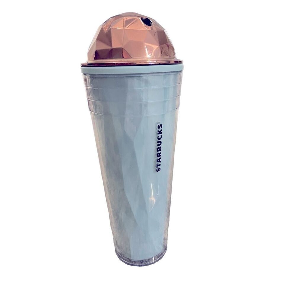 Starbucks Insulated Tumbler Blue Mint Copper Dome Geometric 24 oz No Straw